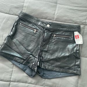 H&M black pleather shorts